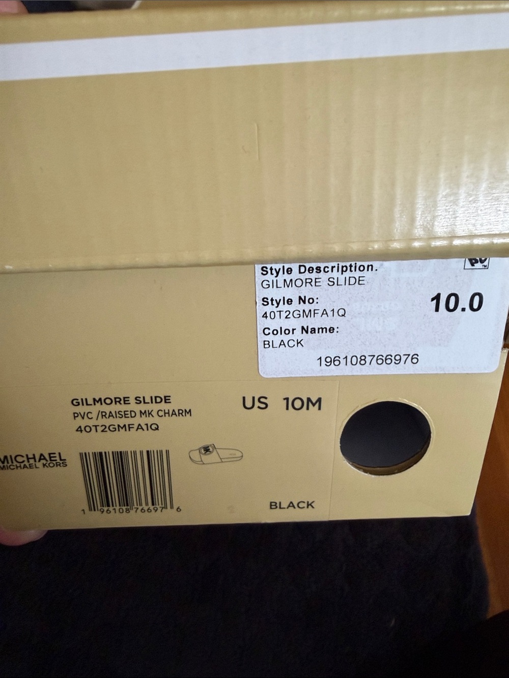 Michael Kors Black Slide Sandals with MK Logo Medallion - Picture 4 of 4